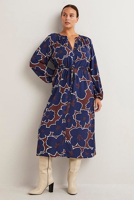 TIE WAIST DETAIL MIDI DRESS NVY 1