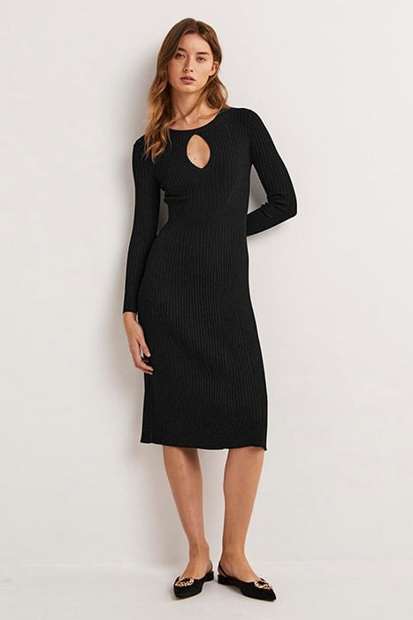 RIBBED CUT OUT DRESS BLK 2