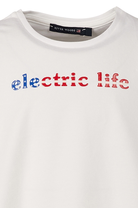 FANCY CREW NECK TEE WOVEN SLV WHITE 3