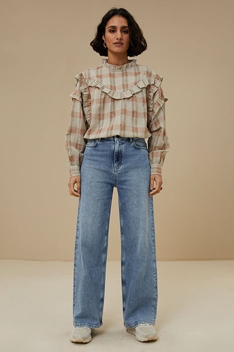 FELINE CHECK BLOUSE BROWN CHECK 2