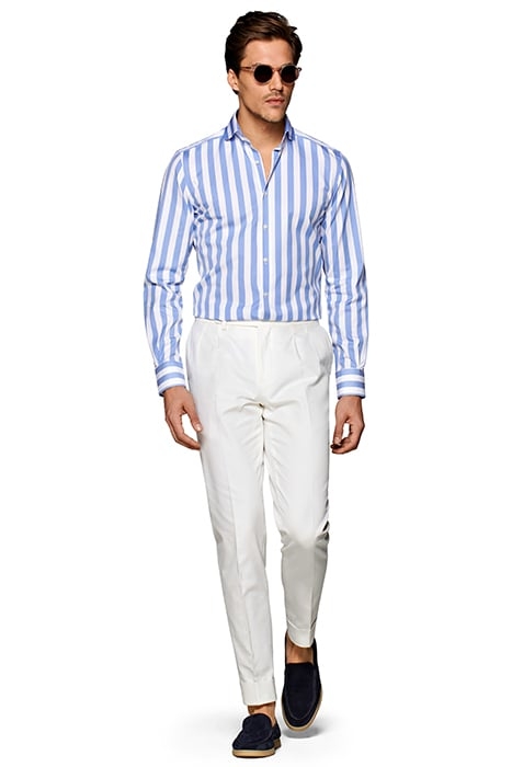 Mid Blue Striped Slim Fit Shirt 5