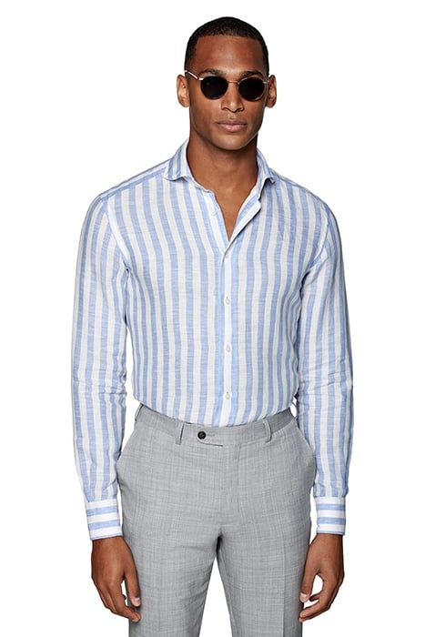 LIGHT BLUE STRIPED SLIM FIT SHIRT 1