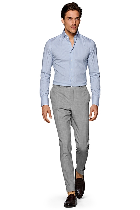 Mid Blue Striped Extra Slim Fit Shirt 3