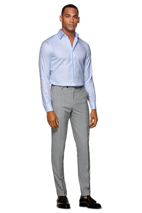 Light Blue Striped Twill Slim Fit Shirt 5