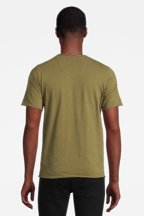 BASIC V-NECK TEE SLUB JERSEY ARMY GREEN 3