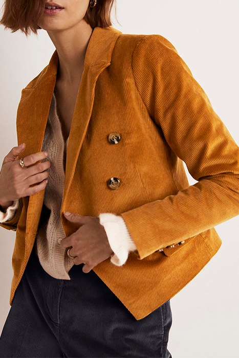 DOUBLE BREASTED CORD BLAZER BRN 3