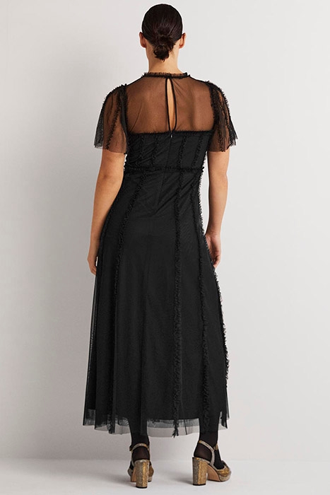 TULLE MAXI RUFFLE PARTY DRESS BLK 2