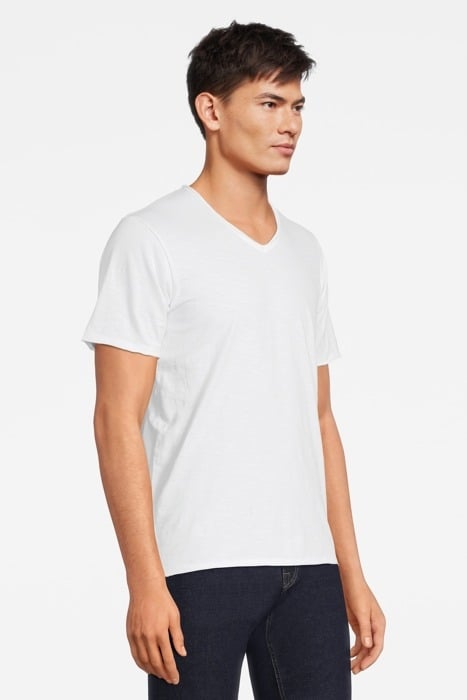 BASIC V-NECK TEE SLUB JERSEY WHITE 4