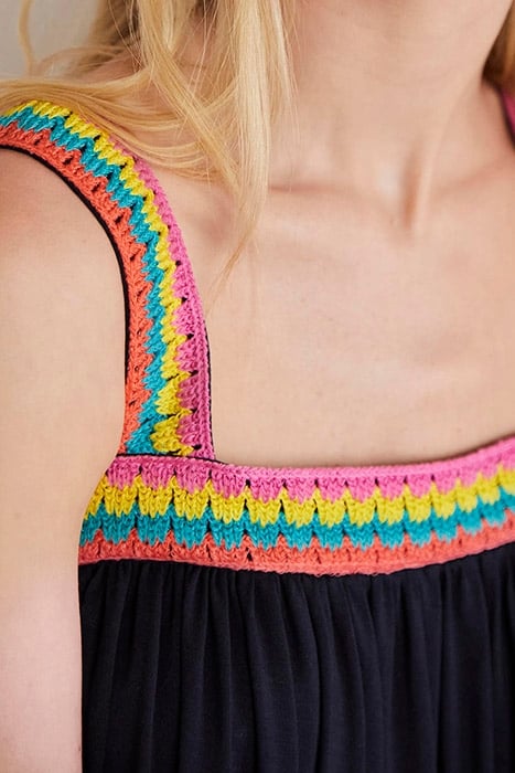 CROCHET TRIM JERSEY MAXI DRESS NAV 6