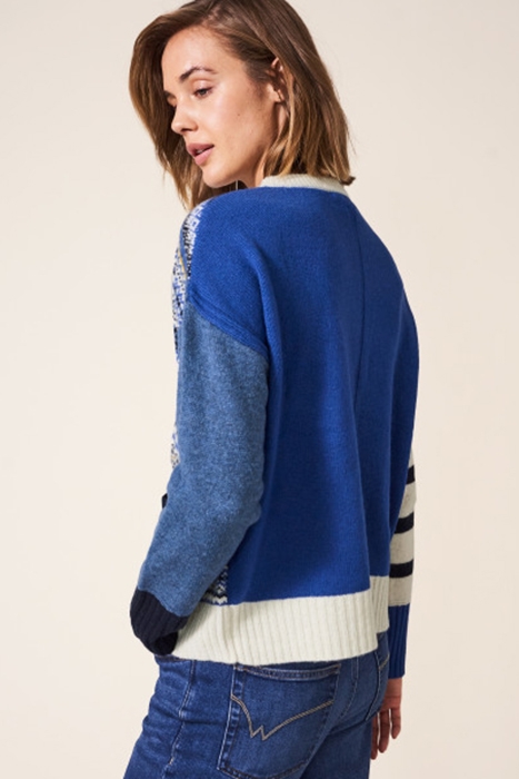 FAIRISLE MIX STRIPE JUMPER BLUE MLT 3