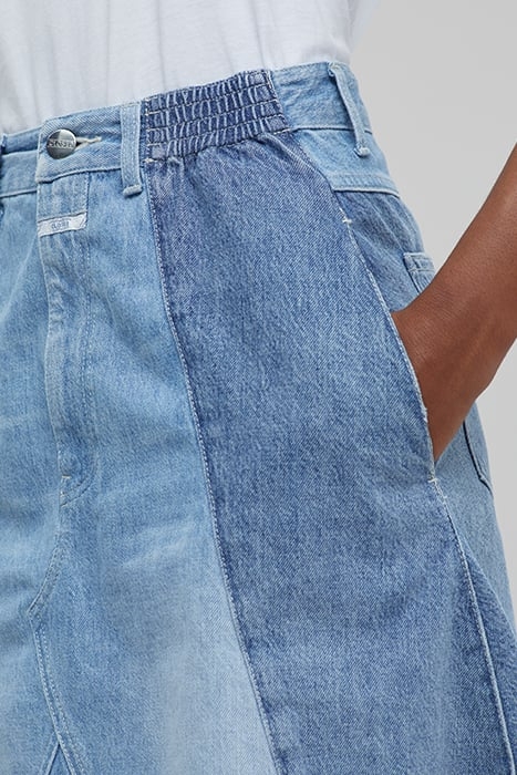 WOMEN DENIM PATCHWORK SKIRT MID BLUE 6