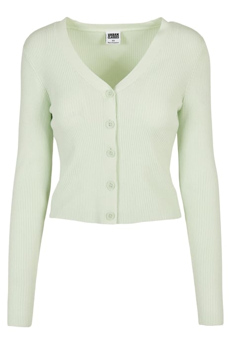 LADIES SHORT RIB KNIT CARDIGAN LIGHTMINT 1