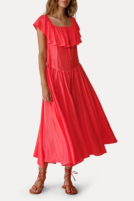 SILK HABOTAY DÉCOLLETÉ DRESS RED 2