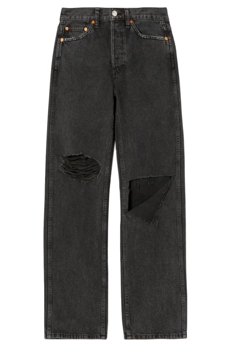90S HIGH RISE LOOSE WASHED BLK WITH RIP 1