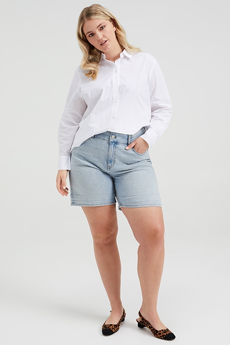 LADIES HIGH RISE DENIM SHORT WITH STRETCH - CURVE LIGHT BLUE 4