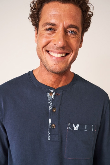 STAG FAMILY TIME JERSEY PJ TOP NAVY MULTI 2