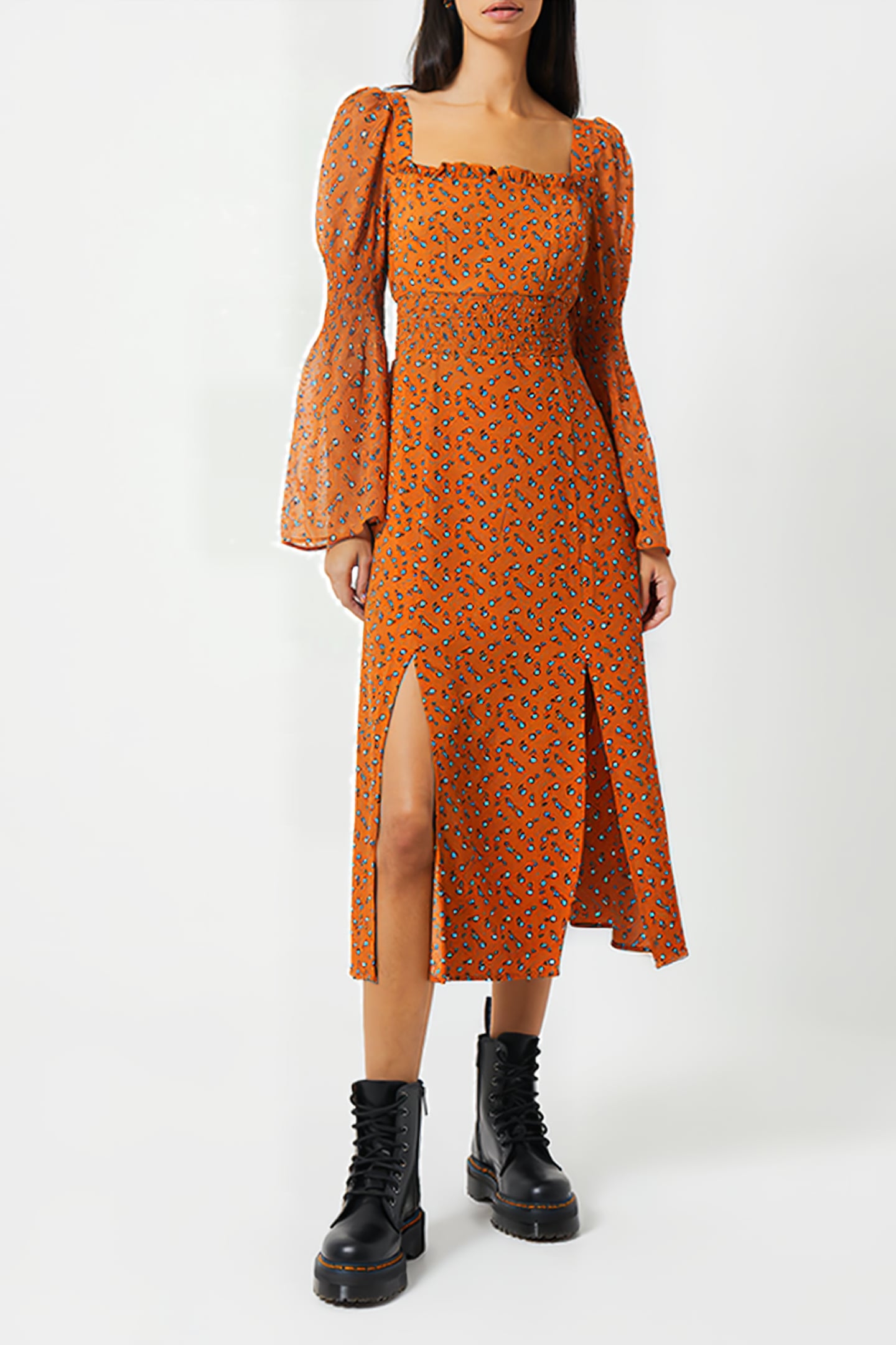 FRANCINE CALLIE DP SMCK MIDDRS LEATHER BROWN MULTI 2