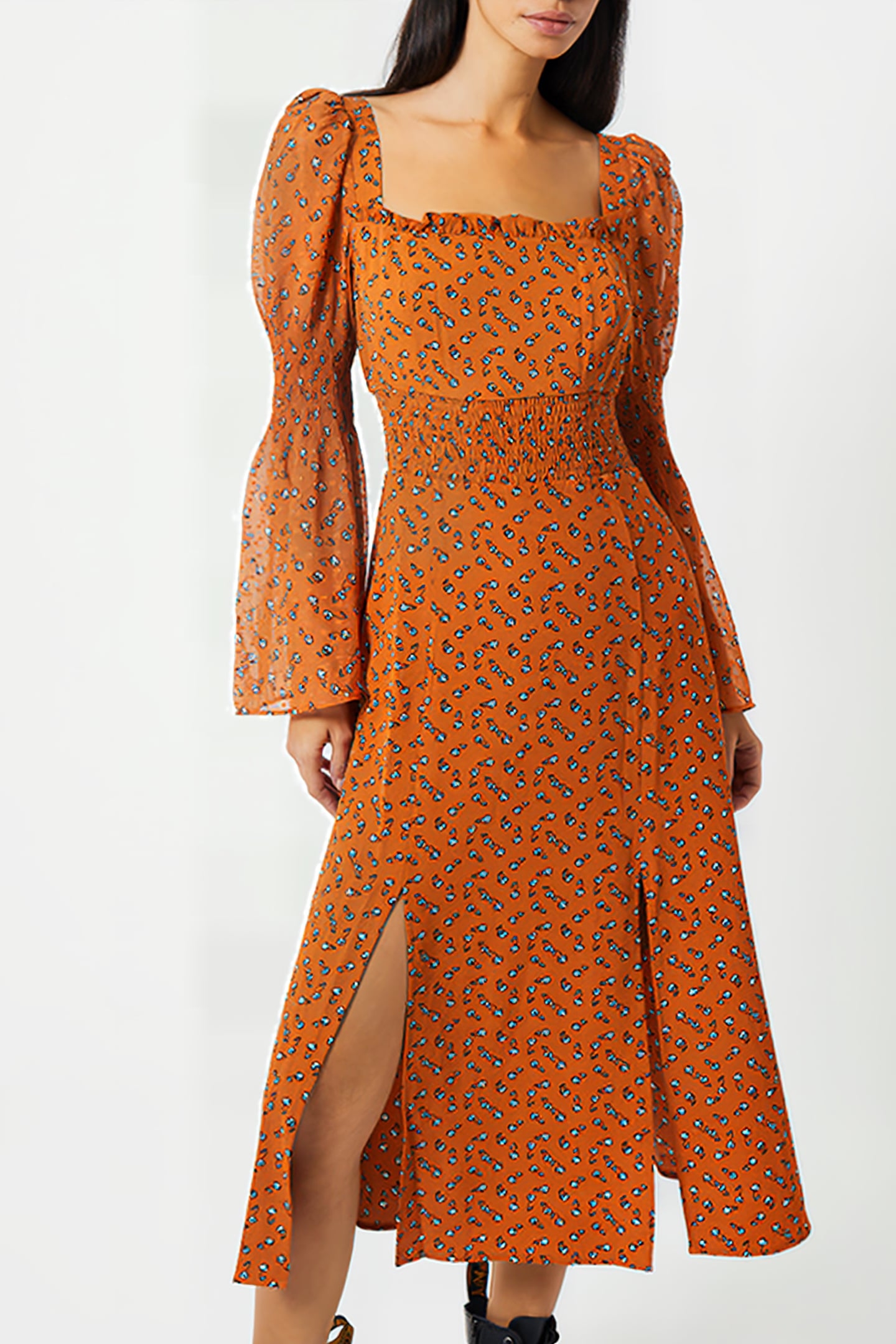 FRANCINE CALLIE DP SMCK MIDDRS LEATHER BROWN MULTI 1