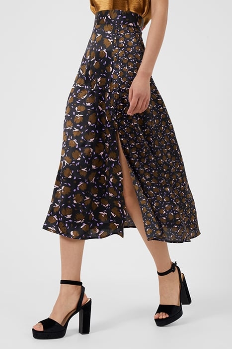 INRGID INU SATIN DRAPE SKIRT BLACK MULTI 7