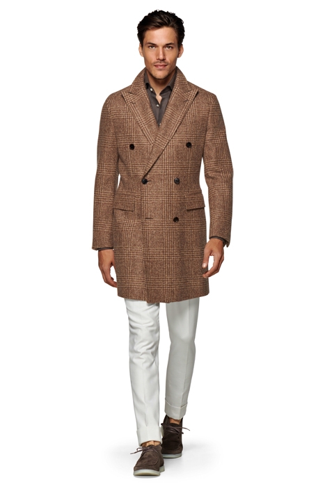 MID BROWN CHECKED OVERCOAT 2