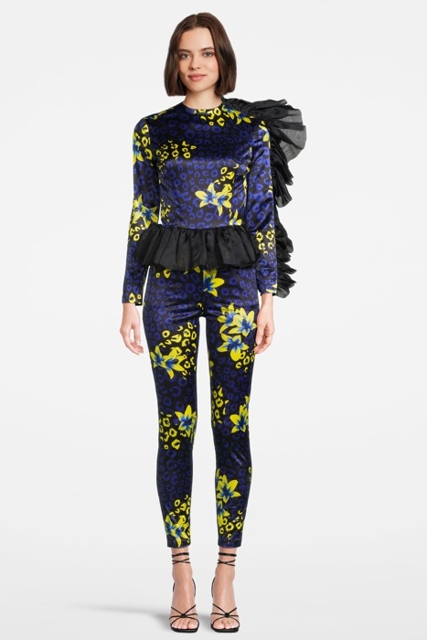 WOMEN‘S SIDE VOLANT OVERALL BLUE LILLY PRINT 1