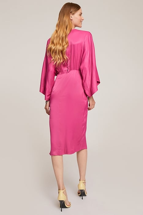 KIMONO DRESS IN VISCOSE SATIN FUXIA 2