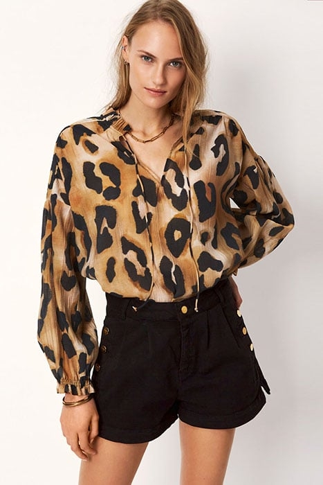 CAMERON LEOPARD BLOUSE RAVEN 1