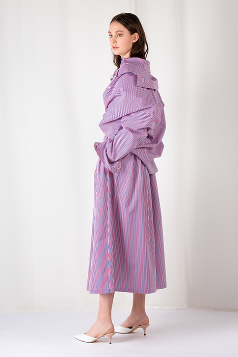 DOUBLE STRIPE SKIRT CORAL WHITE 2