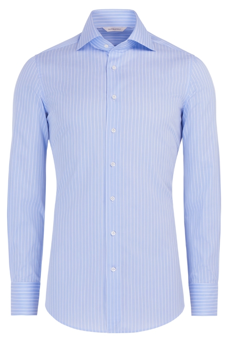 MID BLUE STRIPED POPLIN EXTRA SLIM FIT SHIRT 7