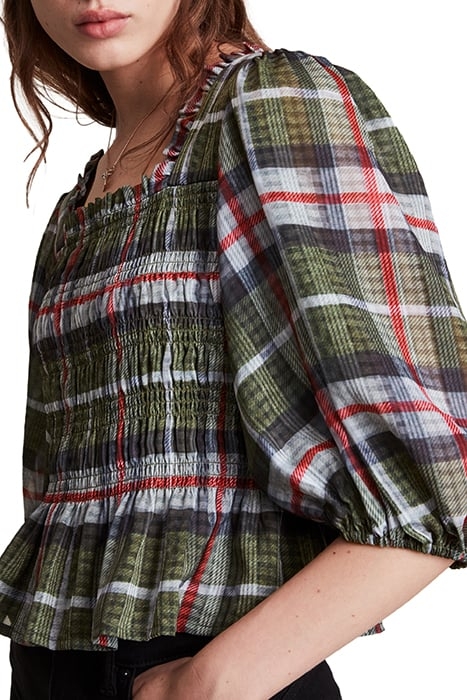 LIA CHECK TOP KHAKI GREEN 6