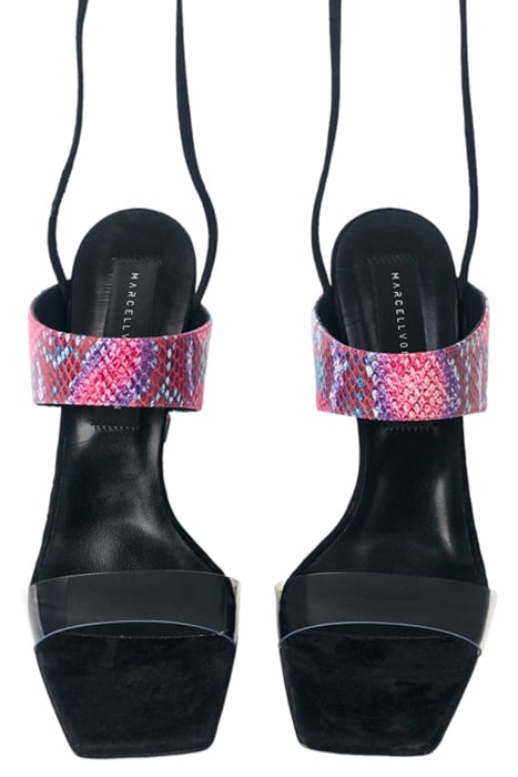 PYTHON-EMBOSSED LACE-UP SANDALS RED SNAKE 3