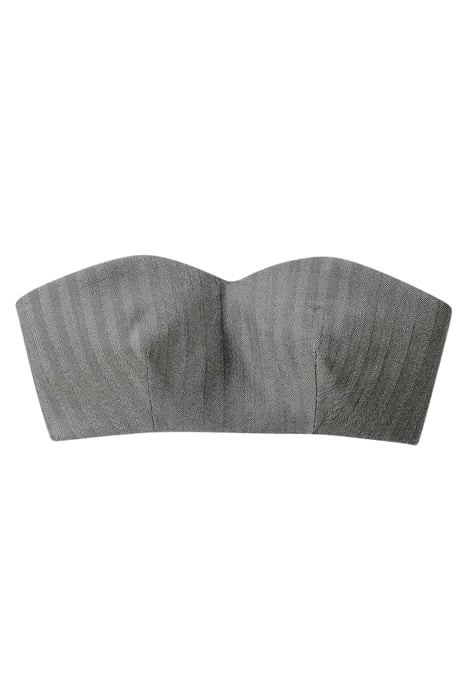 STRAPLESS BUSTIER TOP SILVER HERRINGBONE 3