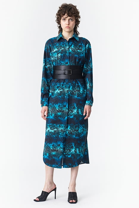 OVERSIZED SHIRT DRESS SNAKE PRINT BLUE 2
