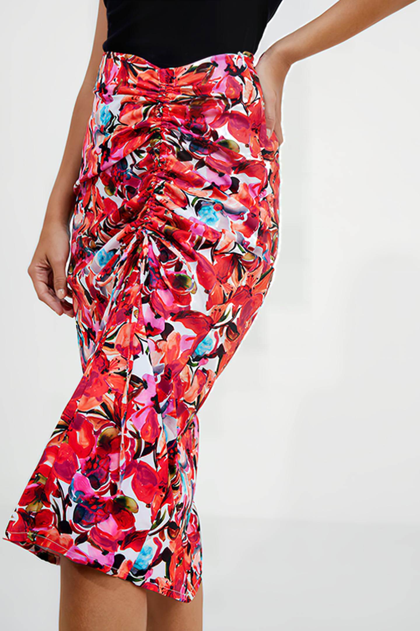 ROUCHE SKIRT PRINT M HOT PINK MULTI 5