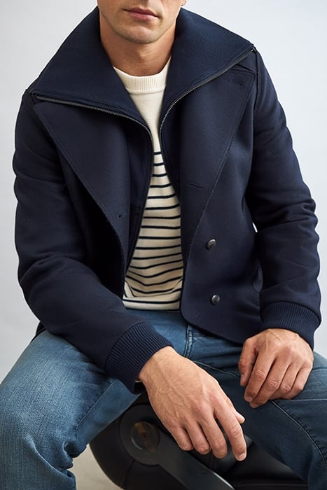 NAVY BLUE RECYCLED WOOL COAT 3