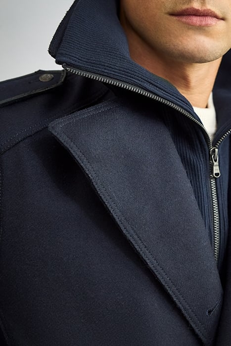 NAVY BLUE RECYCLED WOOL COAT 5