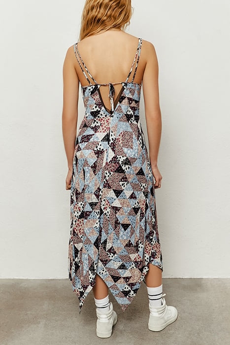 FLORAL PATCHWORK ECOVERO® VISCOSE MIDI DRESS, LACE 2