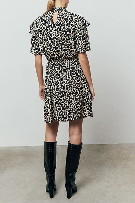 WOMEN'S LEOPARD AND STAR PRINT VISCOSE SHORT DRESS 3