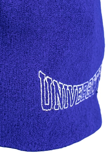 GIRLS’ ELECTRIC BLUE KNIT BEANIE WITH CONTRASTING PRINT MEDI 4