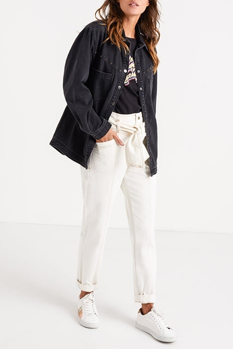 ECRU SLOUCHY JEANS WITH VISIBLE PRESS STUDS 3