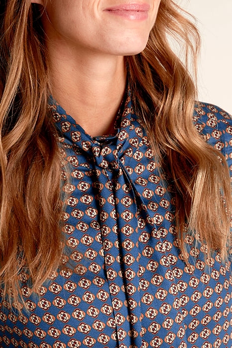 LONG DRESS SCARF NECKLINE BLUE 5