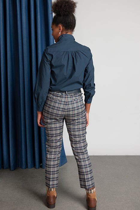 SHIRT LS DETACHABLE SCARF BLUE 3