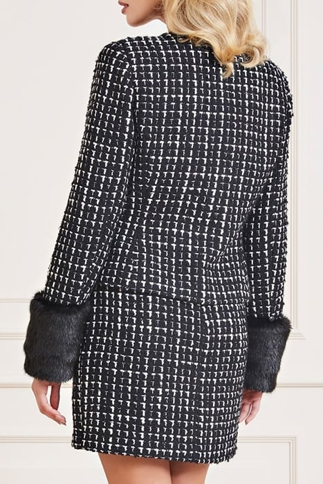 SECRET TWEED JACKET BLACK AND WHITE CROPPED COMB 2
