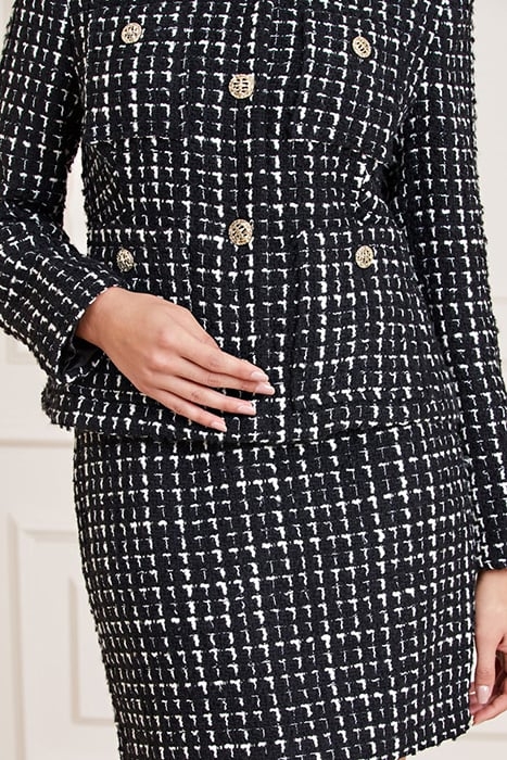 SECRET TWEED JACKET BLACK AND WHITE CROPPED COMB 4