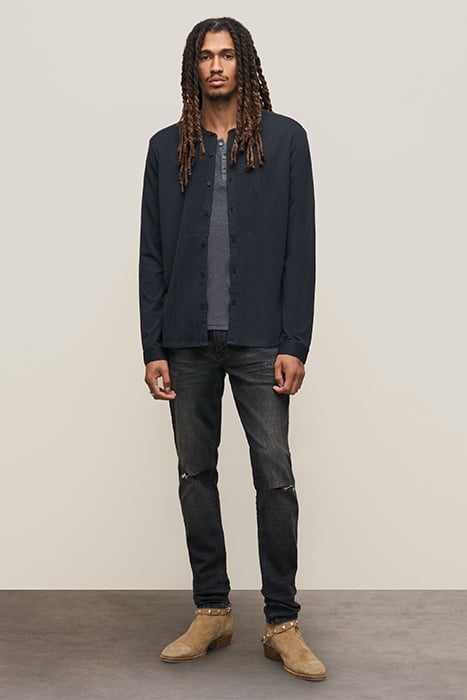 STETSON LS BURNOUT SHIRT WITH PINTUCK NAVY 3