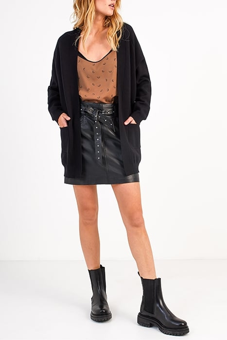 I.CODE KNIT COAT WITH PRESS STUDS ON SIDES BLACK 3