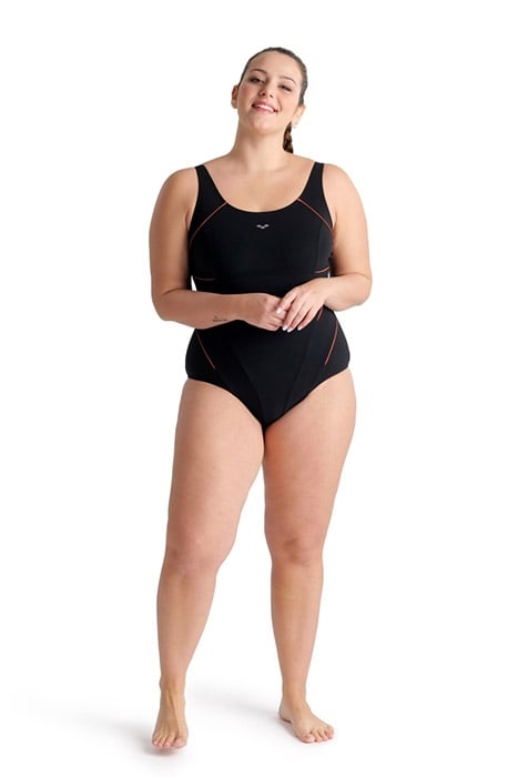 W JEWEL ONE PIECE PLUS BLACK PEONIA RED 4