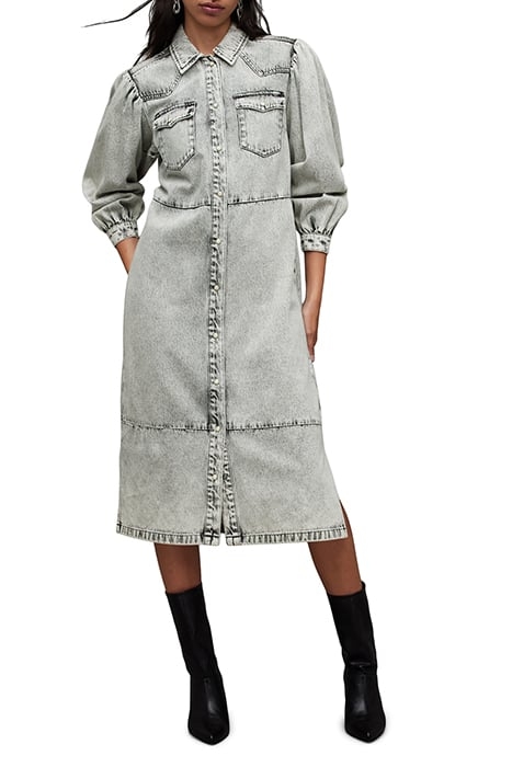 AVA DENIM DRESS SNOW GREY 1