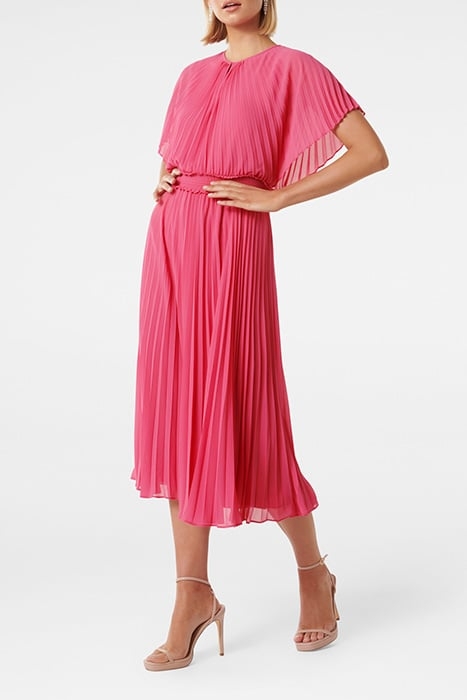 ELIA BATWING PLEATED MIDI DRESS RASPBERRY JELLY 3