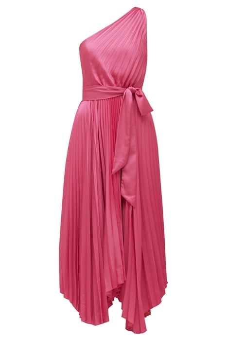 BRONTE SATIN PLEATED MIDI DRESS RASPBERRY JELLY 5